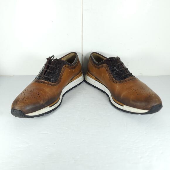 Franco Cuadra Men's 28,5 US10 Brown Distressed Leather Lace Up Trainer Sneakers - Picture 5 of 16